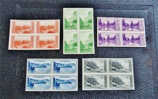 Nystamps Us Stamp 756 // 762 H $23 Block With Vertical Line Between