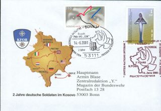 Kosovo,  Germany Special 2 State Cover Kfor 2001 Ga63