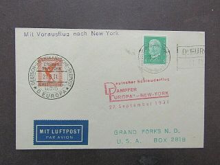Germany - 1931 Airmail Cover To York - Skydiving Event - Cachets & Franking