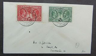 Cayman Islands - Scarce 1932 1/2d Green & 1d Scarlet - On Cover To London