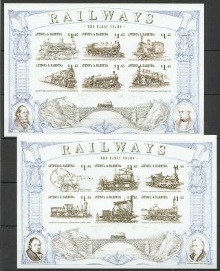 R157 Imperforate Antigua & Barbuda Trains Railways The Early Years 2kb Mnh