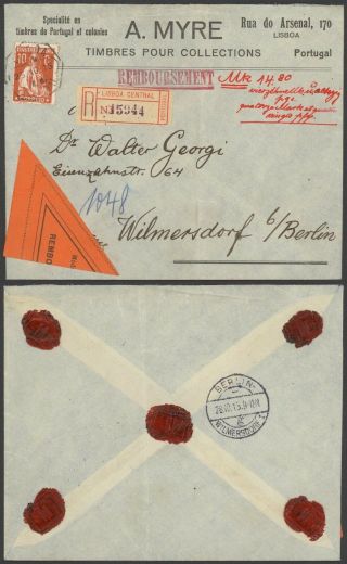 Portugal 1913 - Registered Cover To Berlin Germany 30240/12
