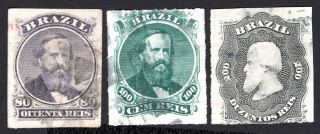 Brazil 1876 Group Of 3 Stamps Mi 33 - 35 Cv=43€