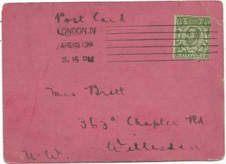 Gb 1912 Printed Postcard Southern Homes Of Rest,  Lancing 1/2d Downey Head