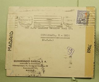 Dr Who 1944 Spain Madrid To Usa Wwii Dual Censored E40607