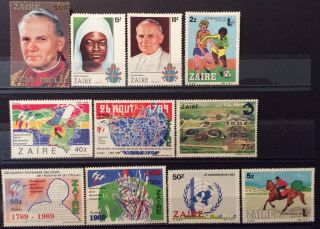 World Stamps Zaire 10 Stamps Mixture Var Years Stamps (b5 - 4v)