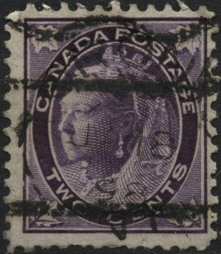 Canada (t - 68) 1897 2c Purple Qv Maple Leaf Style T Precancel (68xx)