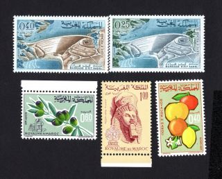 Morocco 1966 - 67gr.  Of Stamps Mi 570 - 572,  580 - 581 Mnh