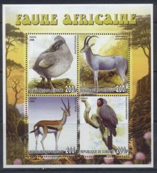 2007 African Fauna 4 Values Dodo Mascarine Parrot Blue Antilope Gazelle