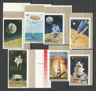 U479 Imperforate 1969 Guinea Space First Man On The Moon Overprint 7st Mnh