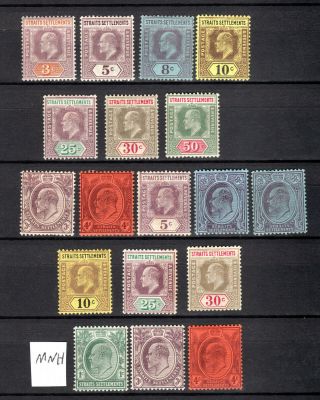 Malaya Singapore Straits Settlements 1902 - 1904 Kevii Selection Mnh & Mh Stamp