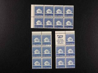 Us Scott 1510b,  C,  D 3 Booklet Panes 10c Stamps Never Folded S165