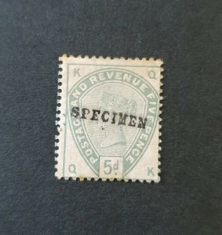 Gb Queen Victoria Sg 193s 5d Dull Green " Specimen " M/mint