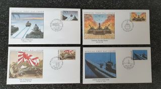 4 X Marshall Islands Official Wwii First Day Covers Fall Of Singapore