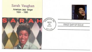 Sarah Vaughan,  2016 Stamp,  Fdc,  American Jazz Singer By Romp Cachets