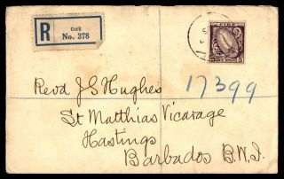Ireland Scott 72 Single Frank Registered To Barbados 1925 Cover