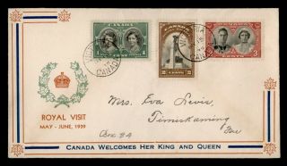 Dr Who 1939 Canada Royal Visit Kgvi Cachet Combo E70855