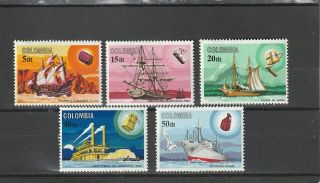 A90 - Colombia - Sg1171 - 1175 Mnh 1966 History Of Maritime Mail