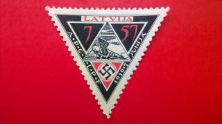 Latvia Stamp - Ww2 German Third Reich Swastika Stamp Interest ?