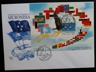 1991 Micronesia Operation Desert Shield And Desert Storm Fdc With Minisheet