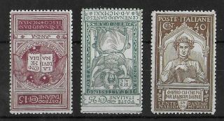 Italy 1921 Nh Complete Set Of 3 Stamps Sass 116 - 118 Cv €60 Vf