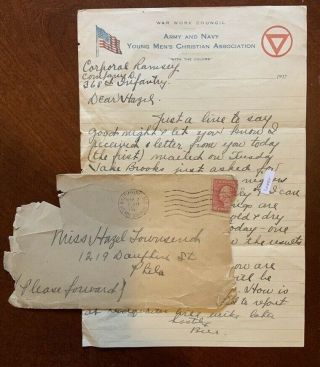 Wwi Letter,  All African American 368th Inf.  Reg.  " 2 Men Died Today ",  Tuskegee
