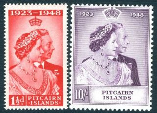 Pitcairn Islands - 1948 Royal Silver Wedding Set Sg 11 - 12 Lightly Mounted