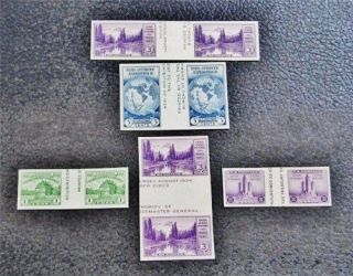 Nystamps Us Block Stamp 766 - 770 Mh Ngai $40 Pairs W/vertical Gutter Between