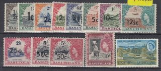Basutoland Qeii 1954 Set Of 12 (both 50c) Sg43/53 Mlh J1084