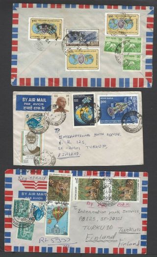 India better commemorative multiple frankings on covers to Finland (10) 3