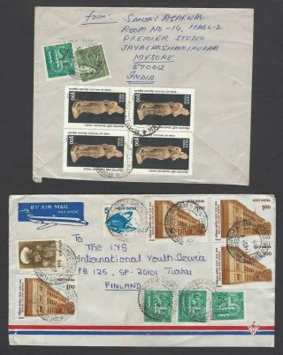 India better commemorative multiple frankings on covers to Finland (11) 3
