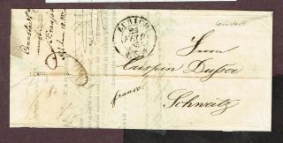 Switzerland Postal History Stampless 1834 Zurich (by1,  4