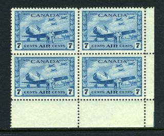 Canada Scott C8 - Nh - Lr Cblk Of 4 - 7¢ Deep Blue Air Mail (. 016)