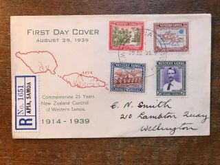 1939 Western Samoa Registered First Day Cover To Zealand - Ref265