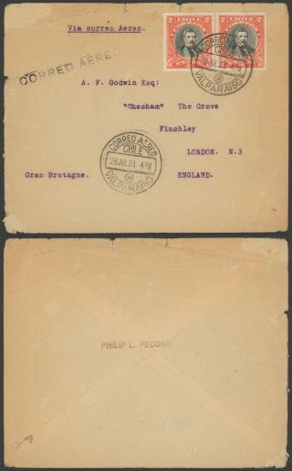 Chile 1928 - Air Mail Cover To London England 34823/6
