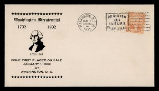 Dr Who 1932 George Washington Bicentennial Fdc C106169