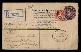 Dr Who 1928 Ireland Ardnacrusha Registered Letter Uprated Stationery C121844