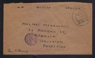 Oas Censor Cv Zealand Army Base Post Office To Jerusalem Palestine 1944