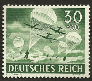 1943 Nazi Germany Military Paratroopers Wwii Era Stamp