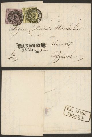 Germany Baden 1853 - Cover Mannheim To Zurich 35201