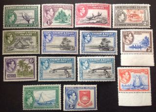 Gilbert & Ellice Islands 1938 14 X Stamps (both Types Of 3d & 1 Shilling)
