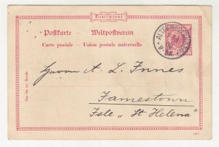 Germany,  1900 Postal Card,  10pf.  Altenweddingen To Jamestown,  St.  Helena.