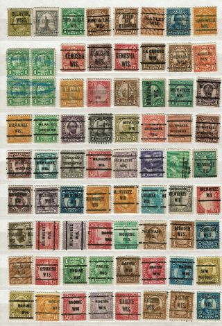 100 Local Precancels Of The States Wisconsin And Wyoming,  F/vf