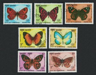 Cambodia Butterflies 7v Issue 1990 Cto Sg 1080 - 1086