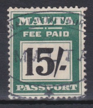 Malta 1966 Passport Fee 15 Shillings Consular Revenue Stamp