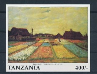 D280259 Paintings Art Bulb Fields Van Gogh S/s Mnh Tanzania Imperforate