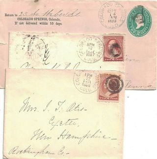 1886,  1887,  And 1888 Colorado Springs,  Colorado Cancels On 3 Differemt Covers