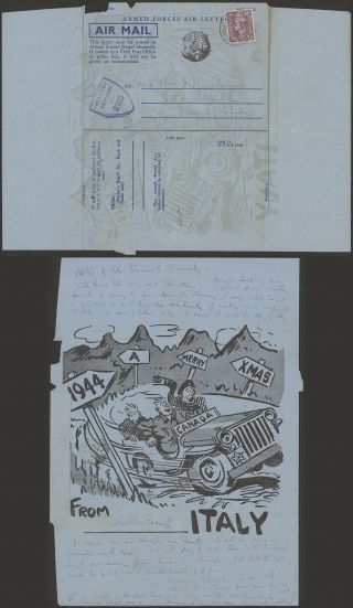 Gb Wwii 1944 - Illustrated Field Post Air Mail Letter To Canada - Censor V237