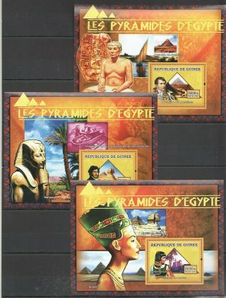 R1327 2007 Guinea Art Famous People Pyramides Egypt 3bl Mnh Stamps