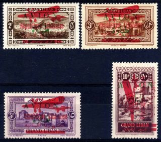 French Colonies: Lebanon 1928 Airs Opt On Avion Hinged,  Sg 141a - 144a